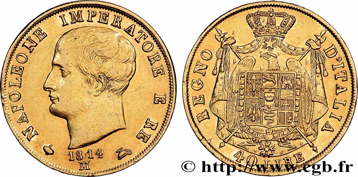 OR, PALLADIUM ET PLATINE INVESTISSEMENT 40 Lire 1814 Milan TTB/TTB+ 