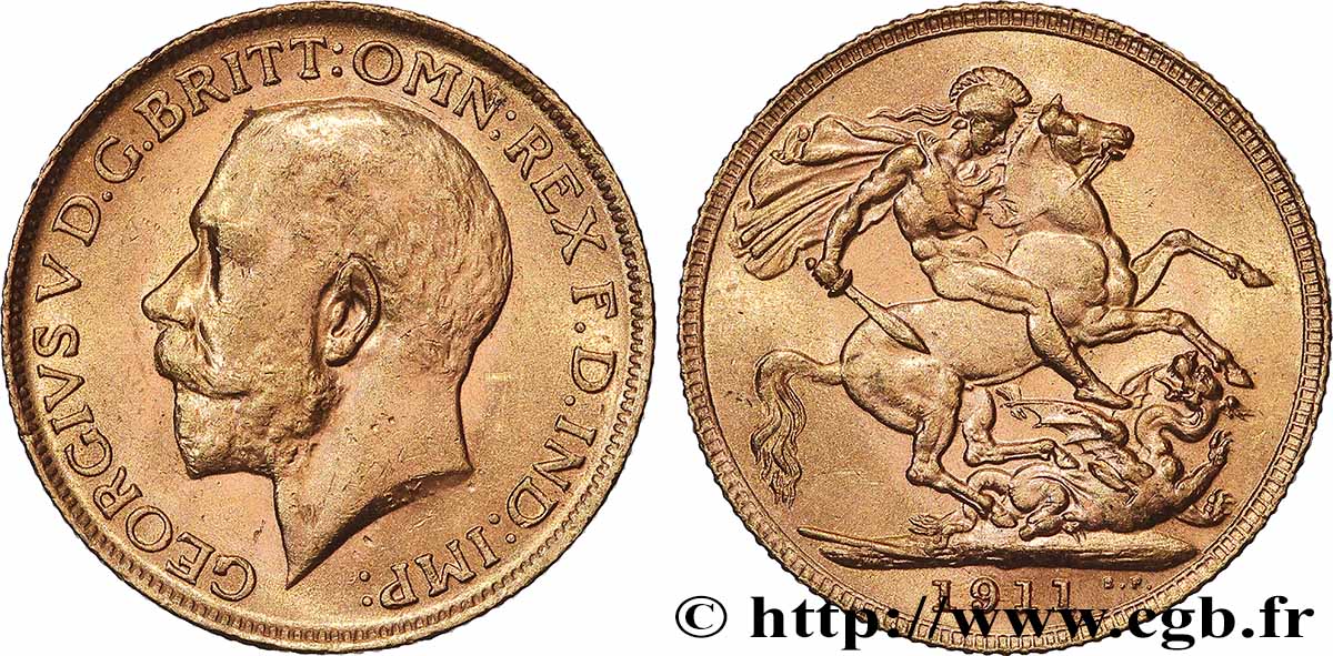 OR, PALLADIUM ET PLATINE INVESTISSEMENT 1 Souverain Georges V 1911 Londres TTB+ 