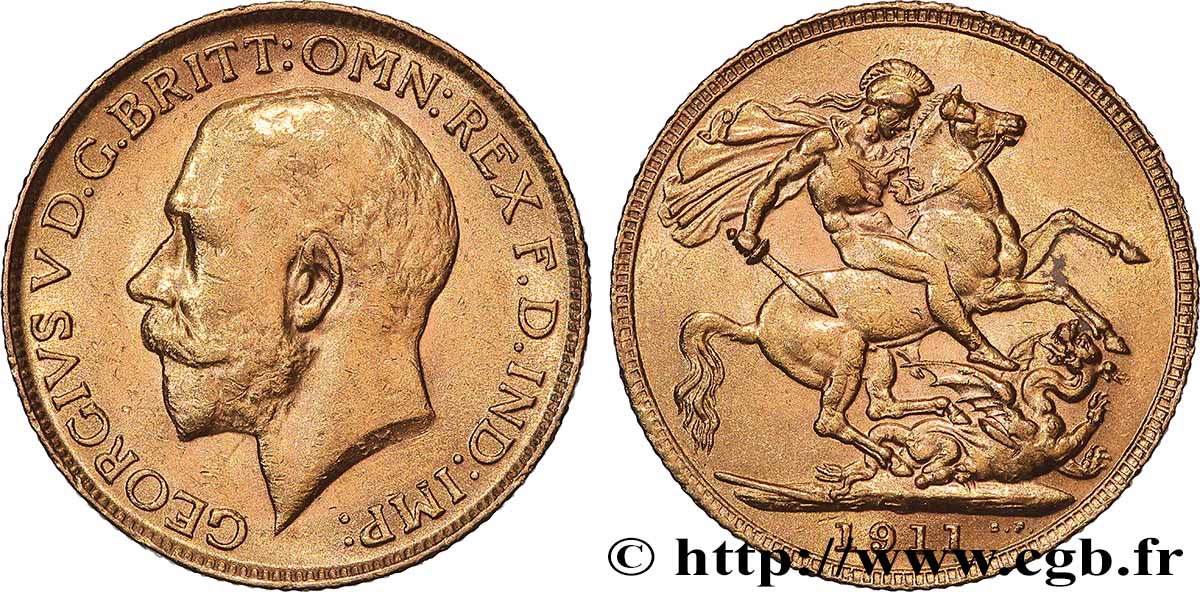 OR, PALLADIUM ET PLATINE INVESTISSEMENT 1 Souverain Georges V 1911 Londres TTB 