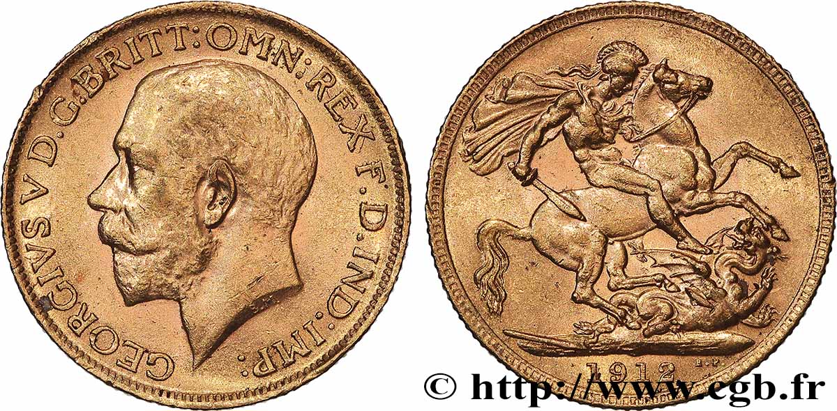 OR, PALLADIUM ET PLATINE INVESTISSEMENT 1 Souverain Georges V 1912 Londres TTB+ 