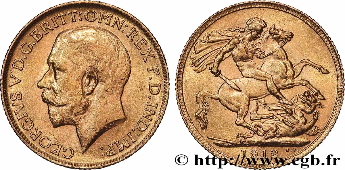 OR, PALLADIUM ET PLATINE INVESTISSEMENT 1 Souverain Georges V 1912 Londres TTB+ 