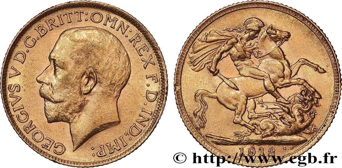 OR, PALLADIUM ET PLATINE INVESTISSEMENT 1 Souverain Georges V 1912 Londres TTB+ 