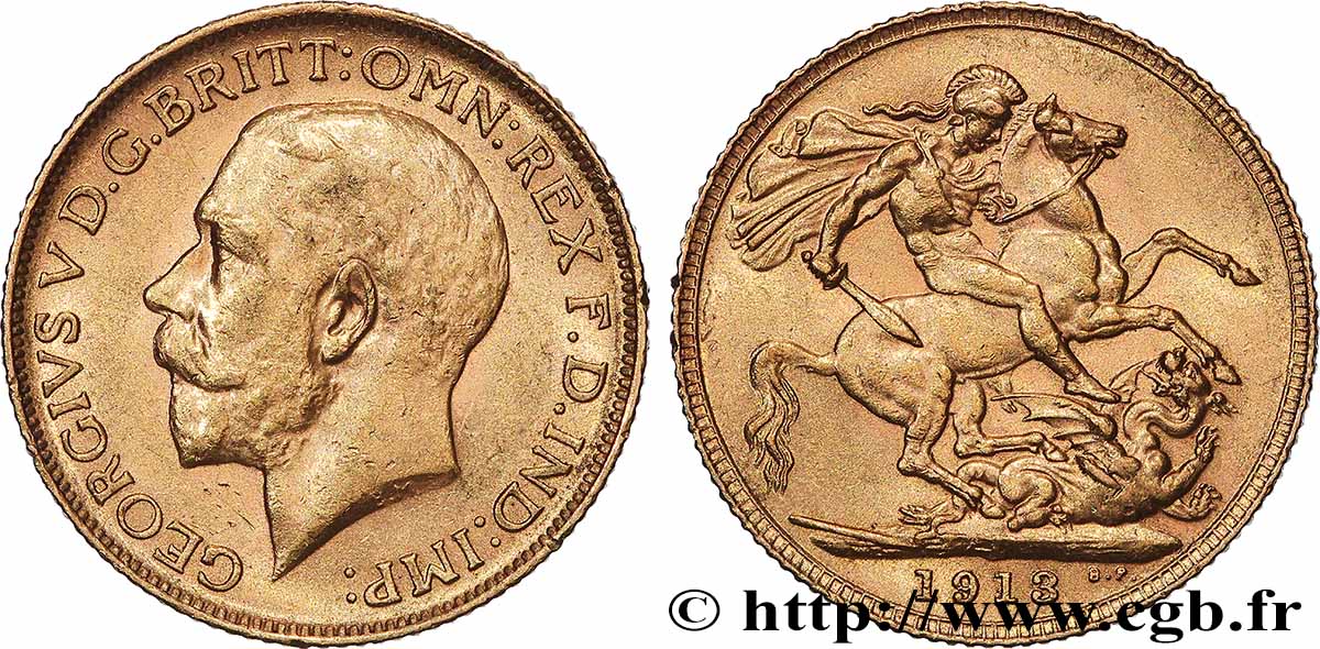 OR, PALLADIUM ET PLATINE INVESTISSEMENT 1 Souverain Georges V 1913 Londres TTB+ 