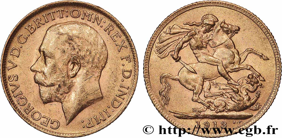 OR, PALLADIUM ET PLATINE INVESTISSEMENT 1 Souverain Georges V 1913 Londres TTB+ 