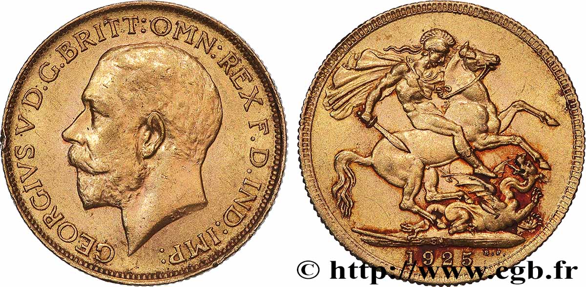 OR, PALLADIUM ET PLATINE INVESTISSEMENT 1 Souverain Georges V 1925 Afrique du Sud TTB+ 