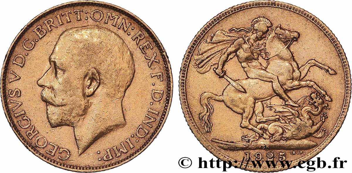 OR, PALLADIUM ET PLATINE INVESTISSEMENT 1 Souverain Georges V 1925 Afrique du Sud TTB 