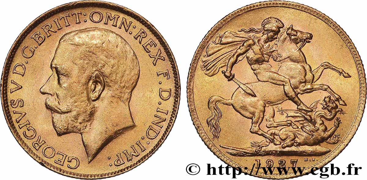 OR, PALLADIUM ET PLATINE INVESTISSEMENT 1 Souverain Georges V 1927 Afrique du Sud SUP 