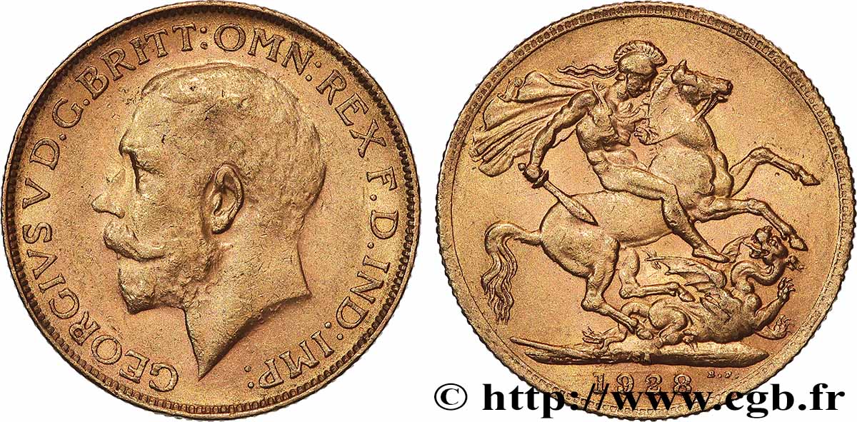 OR, PALLADIUM ET PLATINE INVESTISSEMENT 1 Souverain Georges V 1928 Afrique du Sud TTB+ 