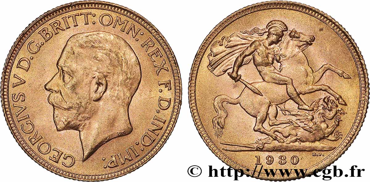 OR, PALLADIUM ET PLATINE INVESTISSEMENT 1 Souverain Georges V 1930 Afrique du Sud TTB+ 