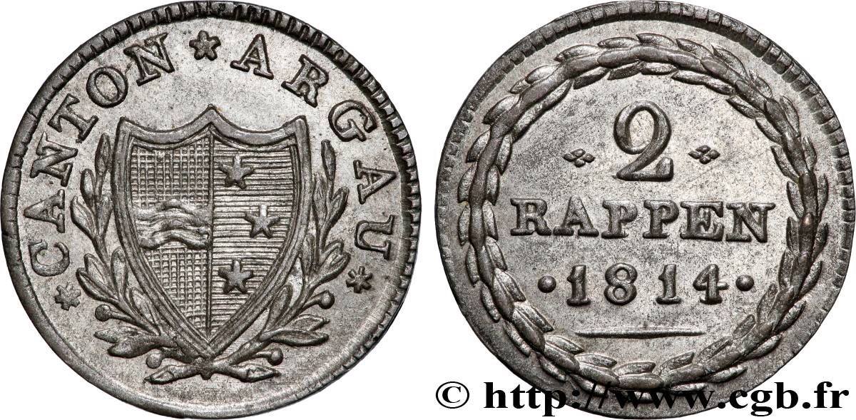 SUISSE - CANTON D&nbsp;ARGOVIE 2 Rappen 1814  SUP 