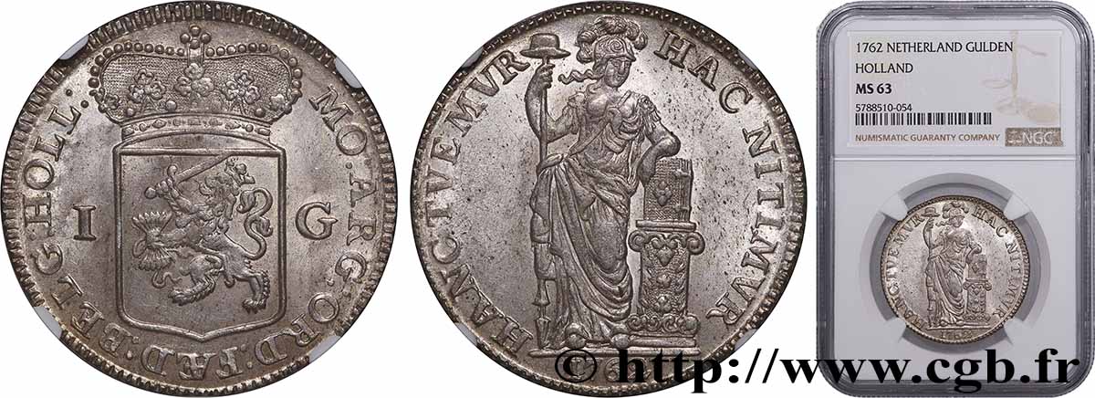 PAYS-BAS - PROVINCES-UNIES - HOLLANDE 1 Gulden 1762  SPL63 NGC