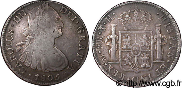 MEXIKO 8 Reales Charles IIII TH 1805 Mexico SS 