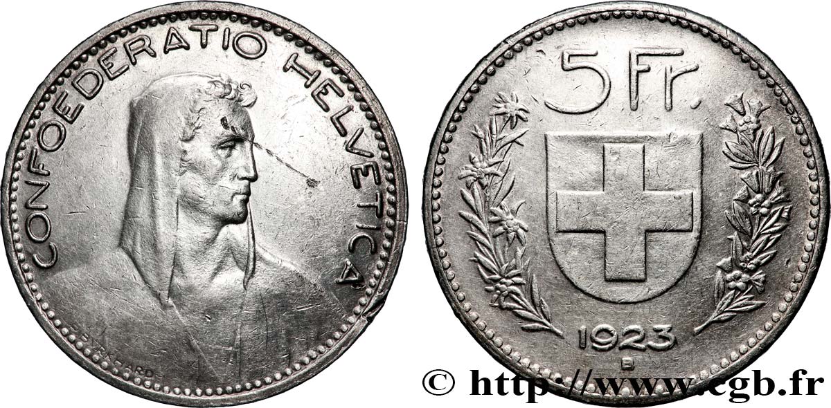SCHWEIZ 5 Francs Berger 1923 Berne fSS 