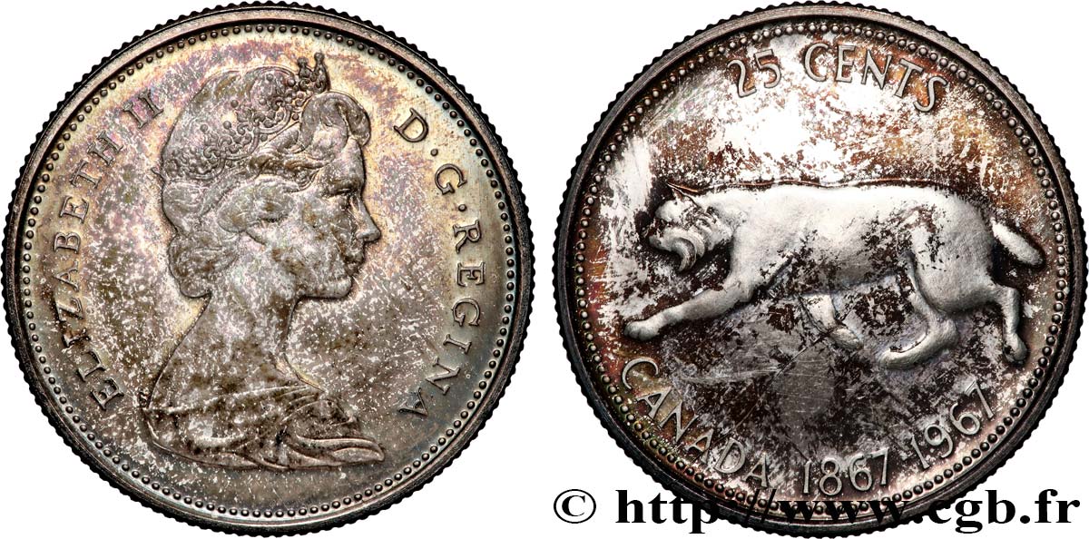 CANADA 25 Cents centenaire de la Confédération 1967 Ottawa SPL+ 