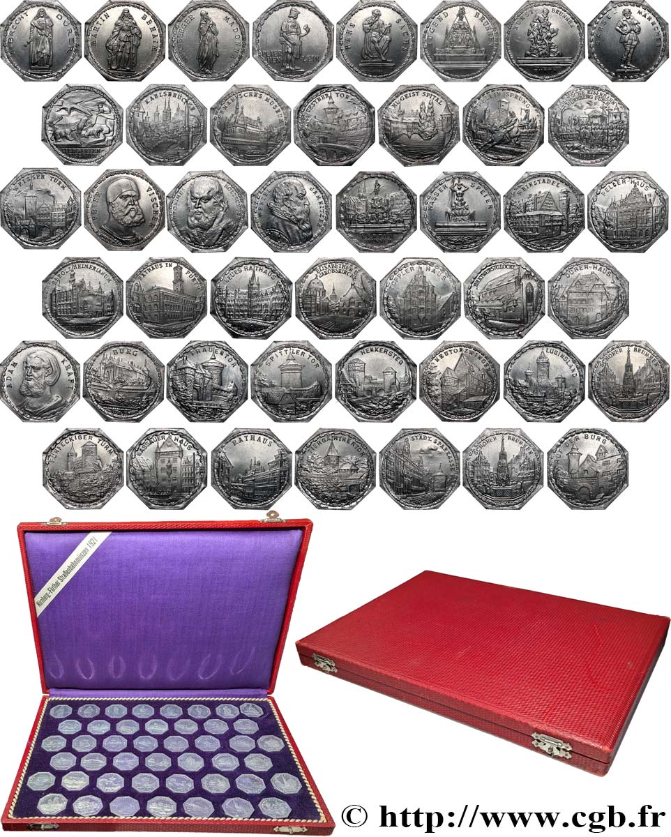 ALLEMAGNE - Notgeld Coffret de 45 jetons 10 Pfennig des tramways de Nurumberg et Fürth (vers 1920)  SPL 