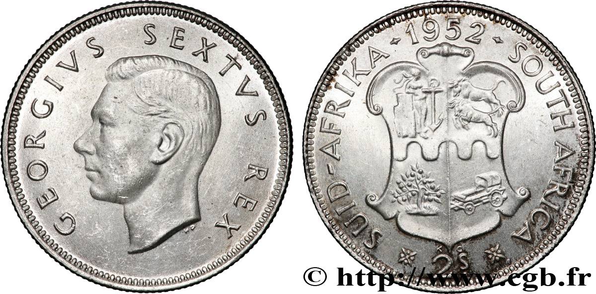 AFRIQUE DU SUD 2 Shillings Georges VI  1952 Pretoria SUP 