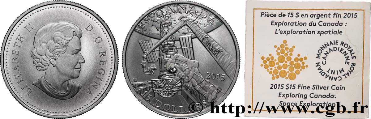 CANADA 15 Dollars Proof  Exploration spatiale 2015 Ottawa FDC 