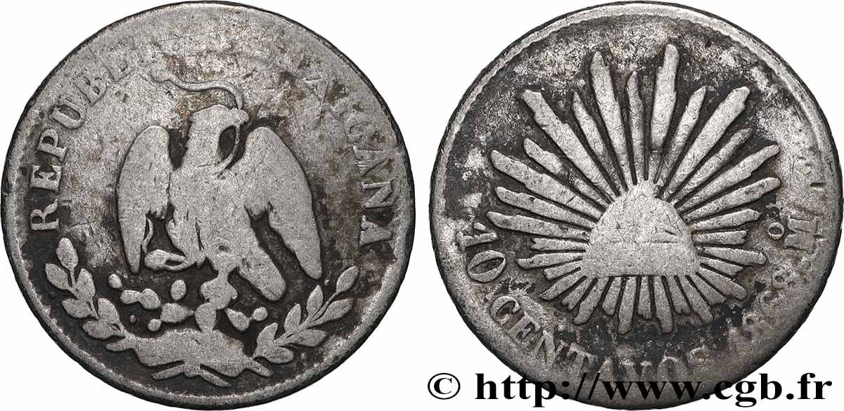 MEXICO 10 Centavos 1868 Mexico VF 