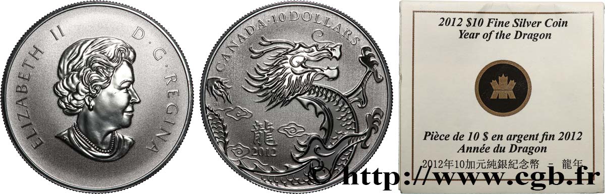 CANADA 10 Dollars Proof Année du dragon 2012 Ottawa FDC 