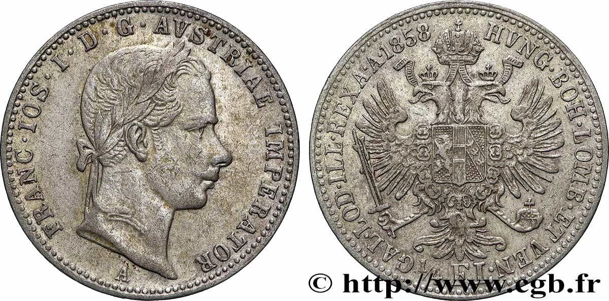 AUTRICHE 1/4 Florin François-Joseph 1858 Vienne TTB 