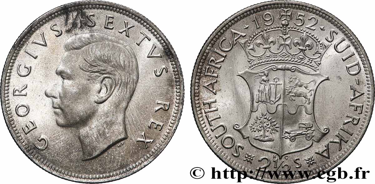 SüDAFRIKA 2 1/2 Shillings Georges VI 1952 Pretoria fVZ 