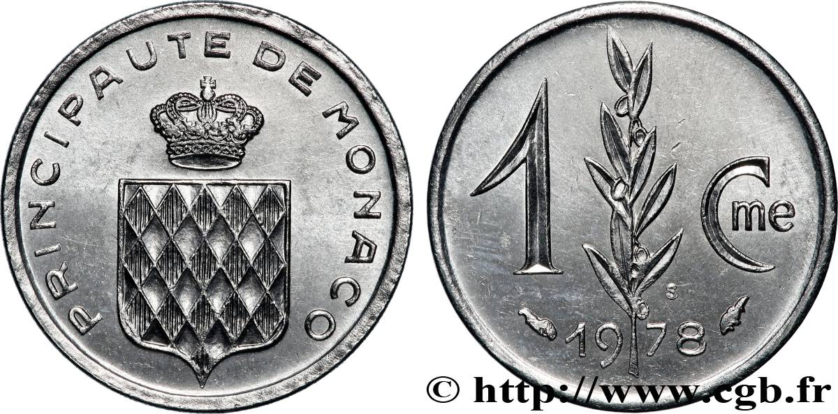 MONACO 1 Centime écu couronné 1978 Paris SPL 