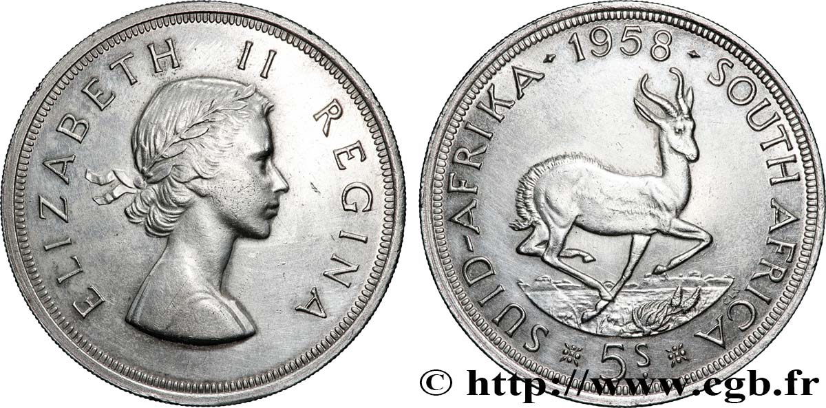 AFRIQUE DU SUD 5 Shillings Elisabeth II 1958 Pretoria SUP 