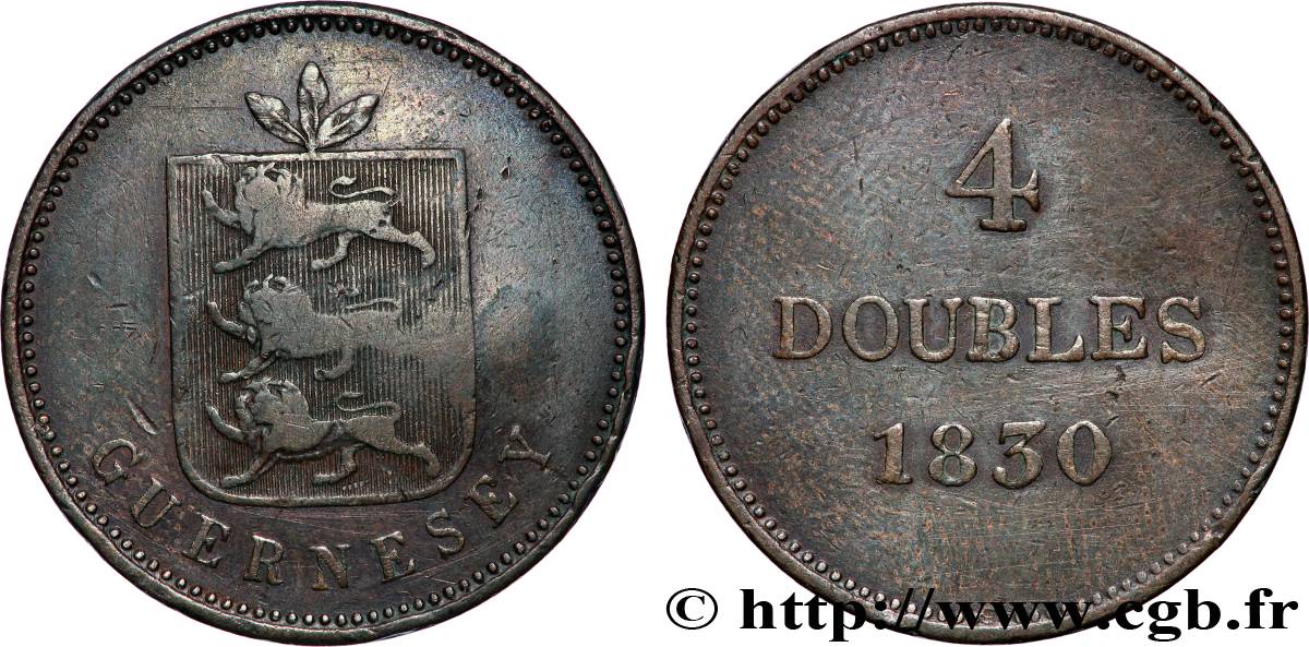 GUERNESEY 4 Doubles 1830  TB+ 