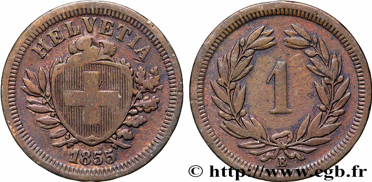 SVIZZERA  1 Centime (Rappen) 1855 Berne q.SPL 