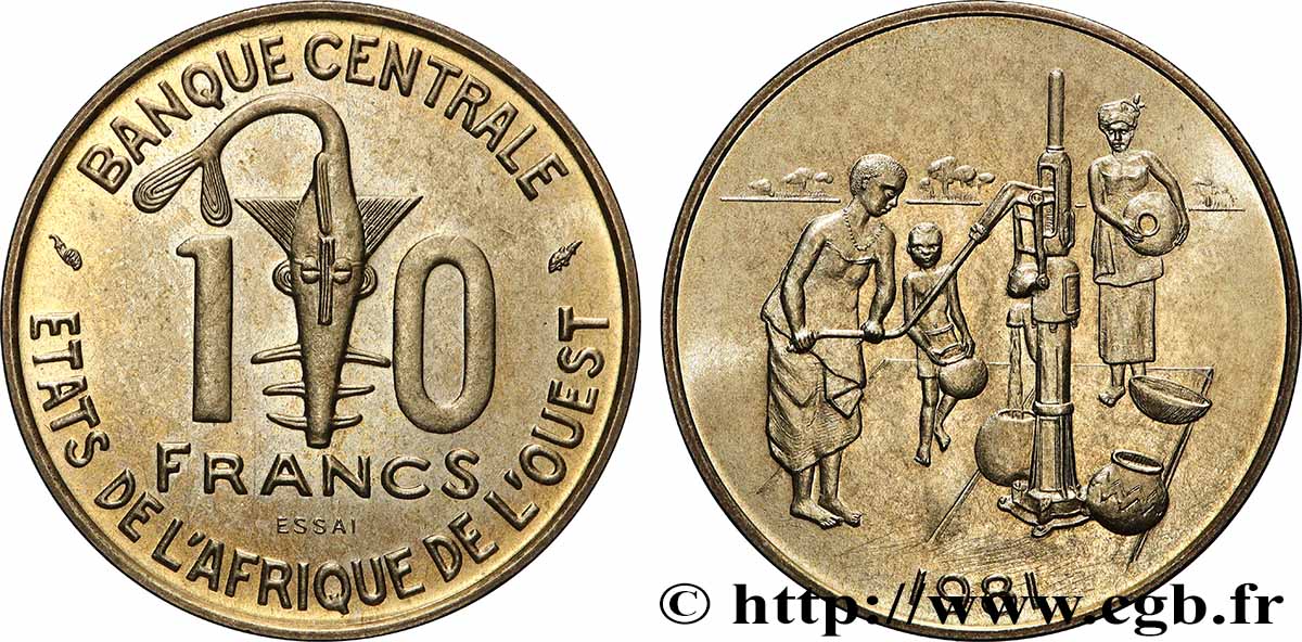 WESTAFRIKANISCHE LÄNDER Essai de 10 Francs 1981 Paris fST 
