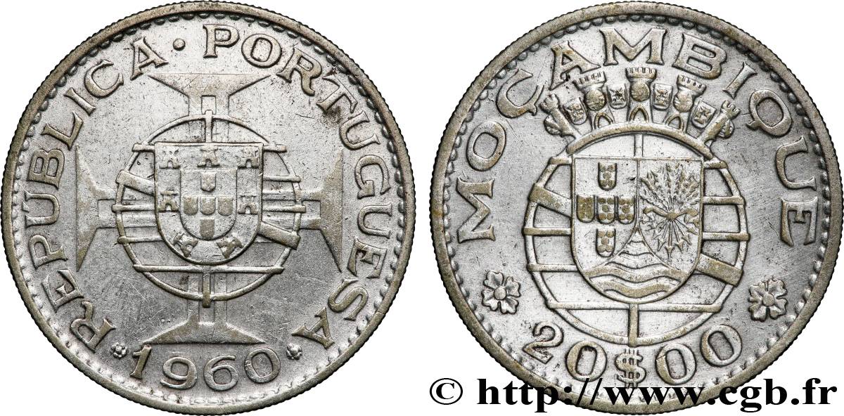 MOZAMBIQUE 20 Escudos 1960 Lisbonne TTB+ 