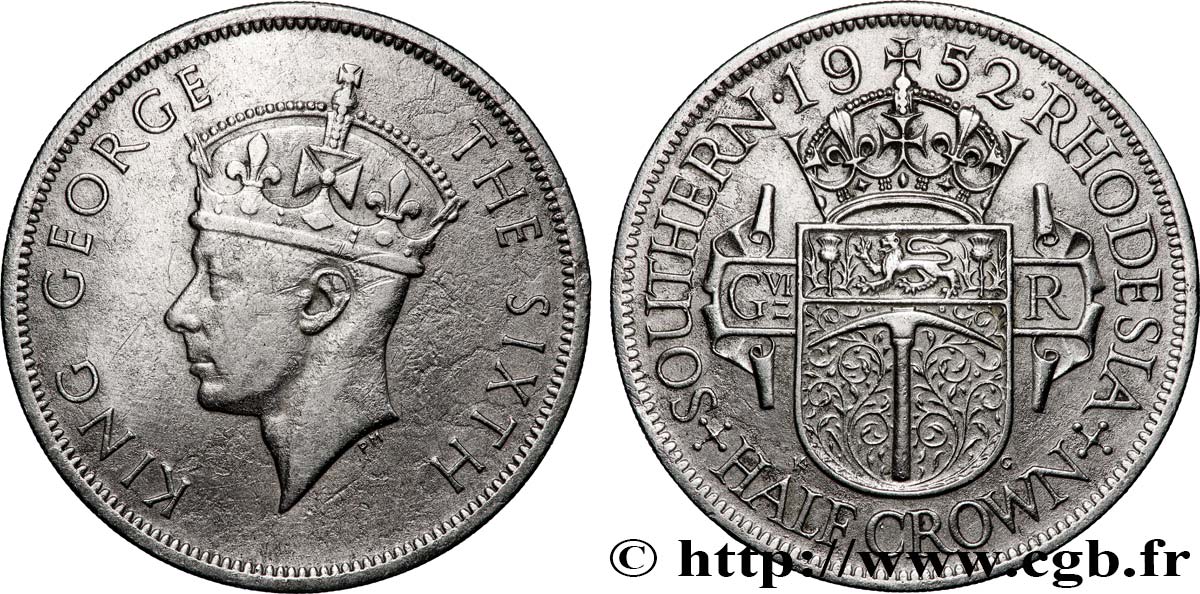 RHODÉSIE DU SUD 1/2 Crown Georges VI 1952 Londres TTB 