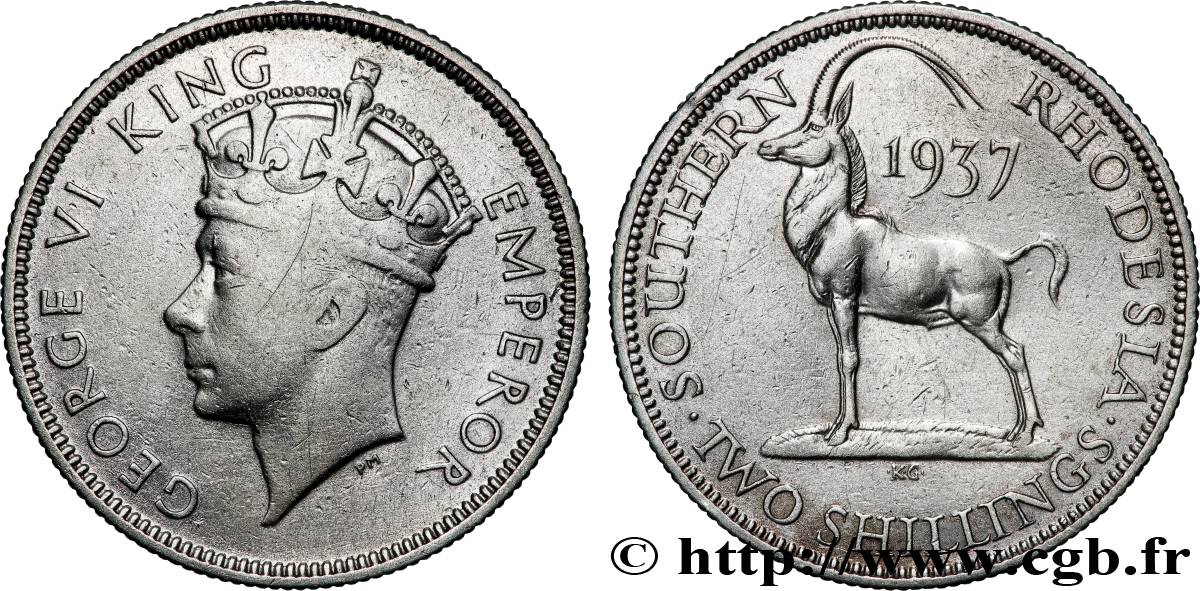 RHODÉSIE DU SUD 2 Shillings Georges VI 1937 Londres TB+ 