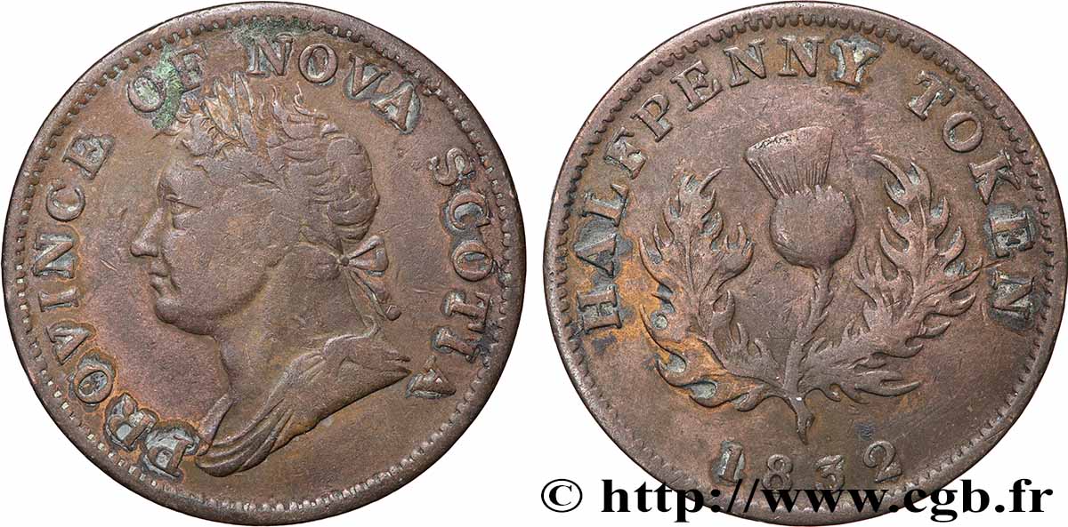 KANADA - NEUSCHOTTLAND 1/2 Penny Token Nova Scotia 1832  fSS 