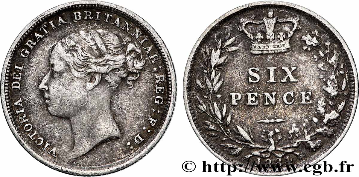 UNITED KINGDOM 6 Pence Victoria 1884  XF 