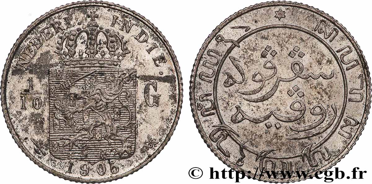 NIEDERLÄNDISCH-INDIEN 1/10 Gulden 1905 Utrecht VZ 