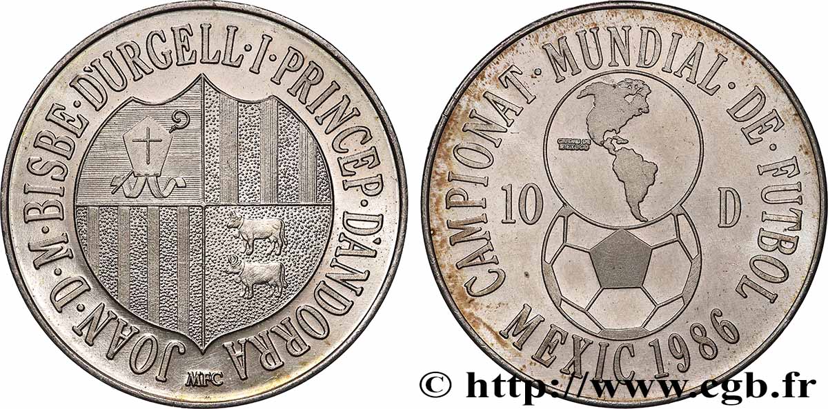 ANDORRA 10 Diners Coupe du Monde de Football Mexico 1986 1986  fST 