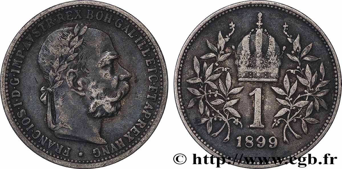 AUSTRIA 1 Corona François-Joseph Ier tête laurée 1899 Vienne BB 