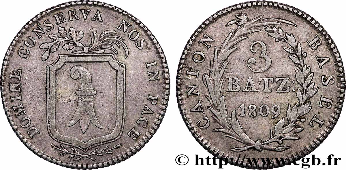 SVIZZERA - CANTON BASILEA 3 Batzen 1809 Bâle BB 