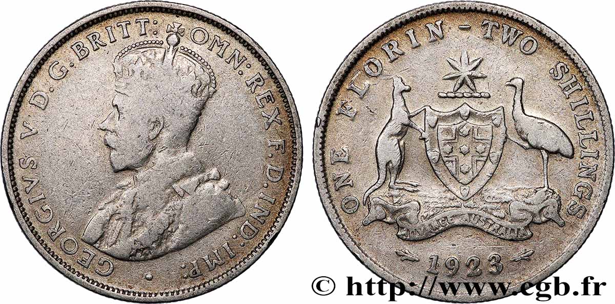 AUSTRALIA 1 Florin Georges V 1923  VF 