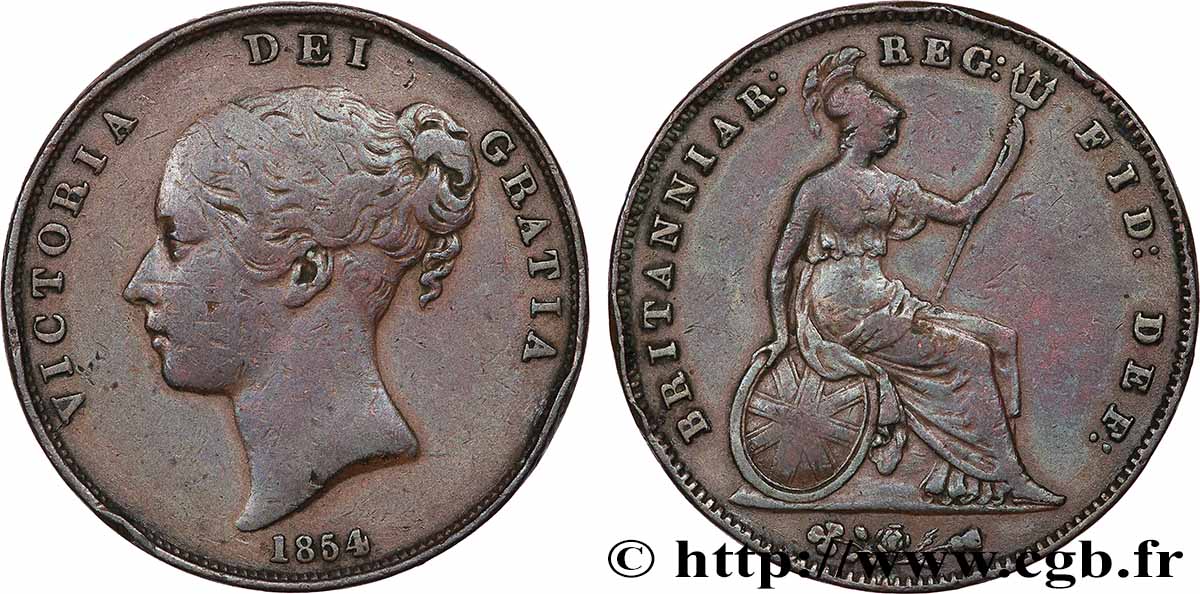 REGNO UNITO 1 Penny Victoria “tête jeune” 1854  q.BB 
