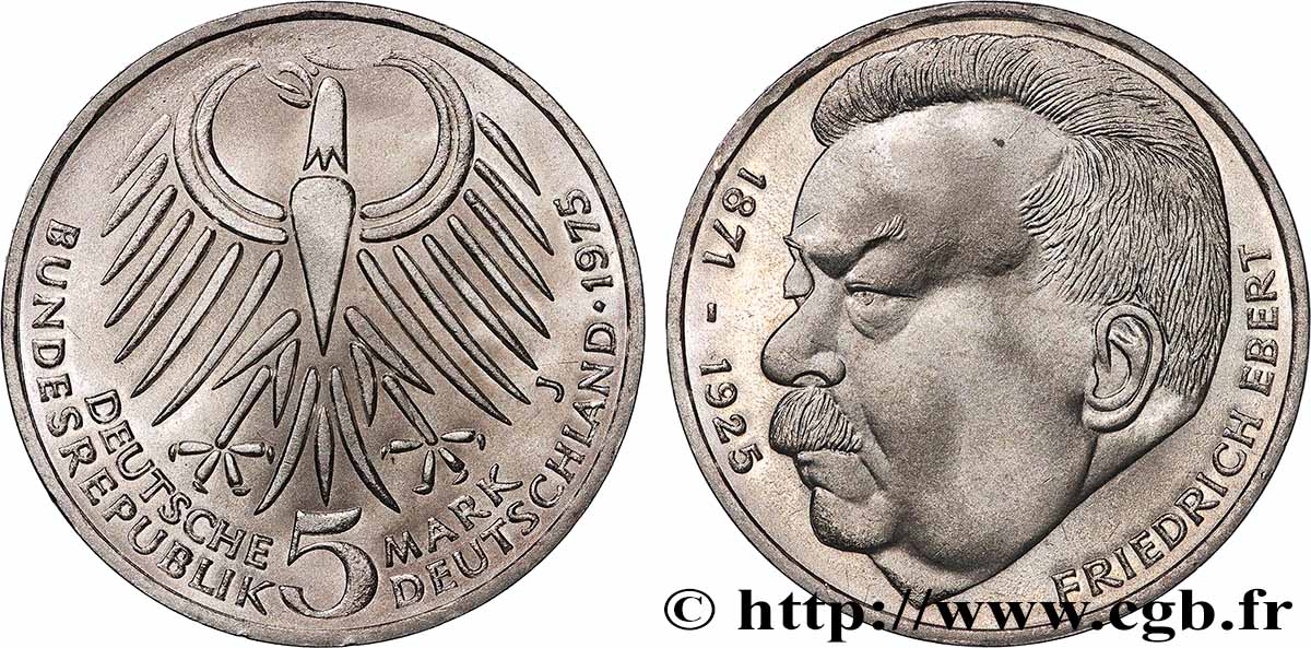 GERMANY 5 Mark Friedrich Ebert 1975 Hambourg MS 