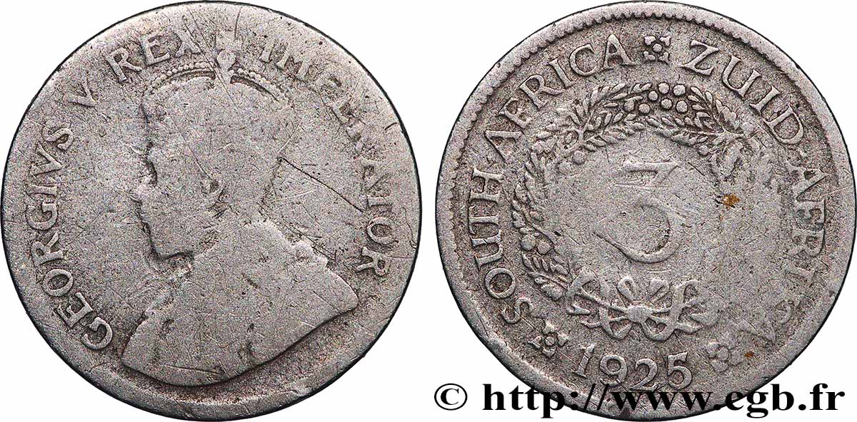 AFRIQUE DU SUD 3 Pence Georges V 1925 Pretoria TB 