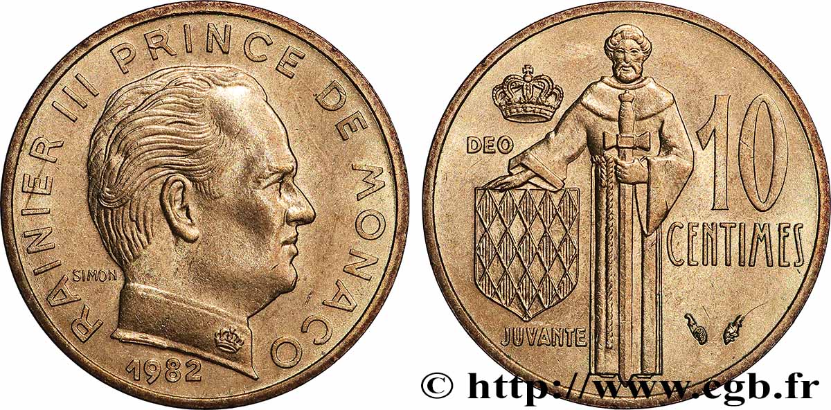 MONACO 10 Centimes Rainier III 1982 Paris SUP 