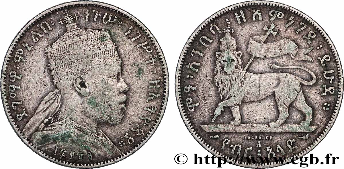 ÄTHIOPEN 1/2 Birr Menelik II EE1889 1897 Paris fSS 