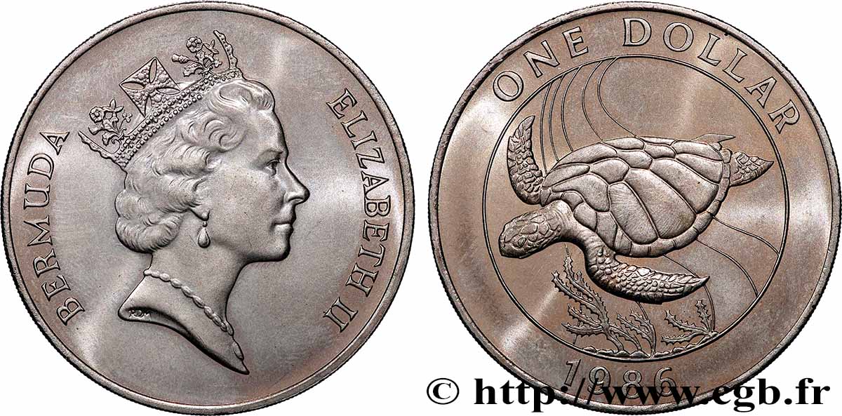 BERMUDAS 1 Dollar Tortue 1986  fST 