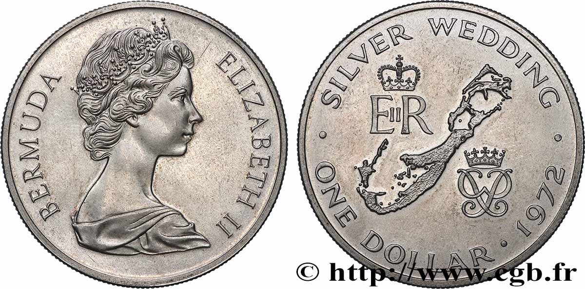 BERMUDAS 1 Dollar noces d’argent 1972  fST 