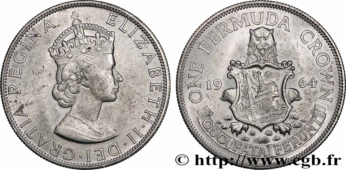 BERMUDAS 1 Crown Elisabeth II 1964  VZ 
