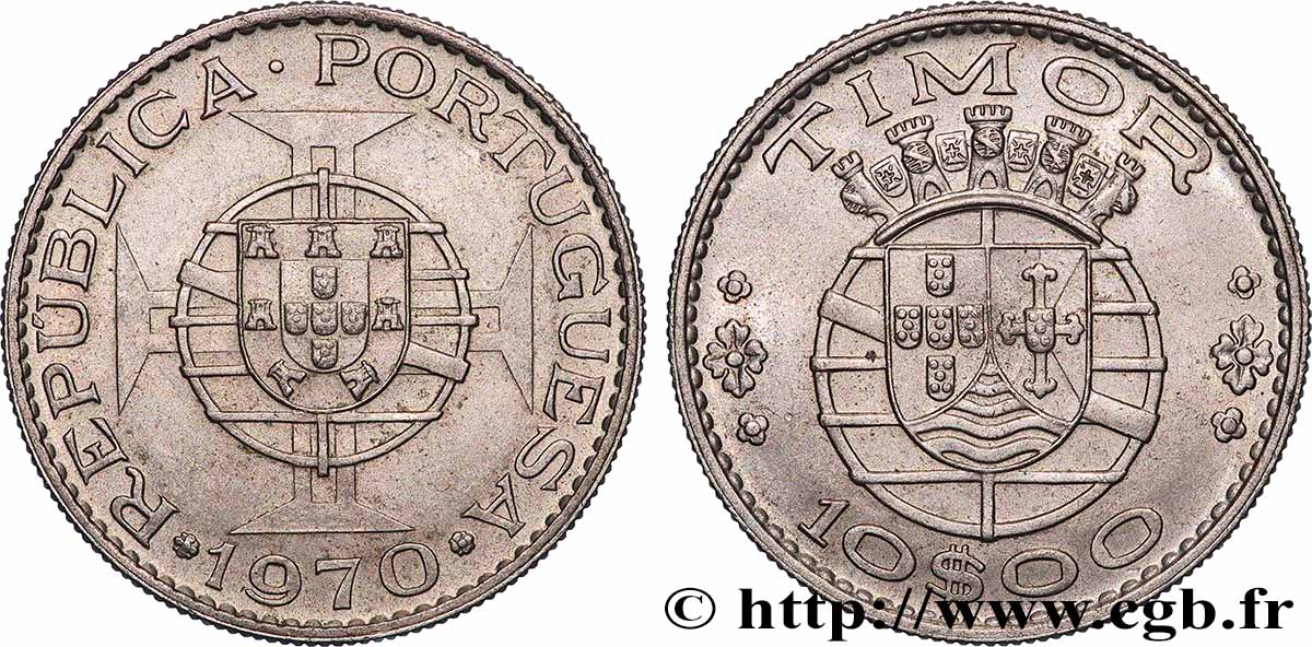 TIMOR 10 Escudos Colonie Portugaise 1970 Lisbonne SUP 
