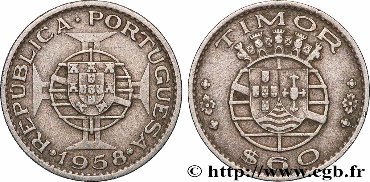 TIMOR 60 Centavos Colonie Portugaise 1958 Lisbonne TTB+ 